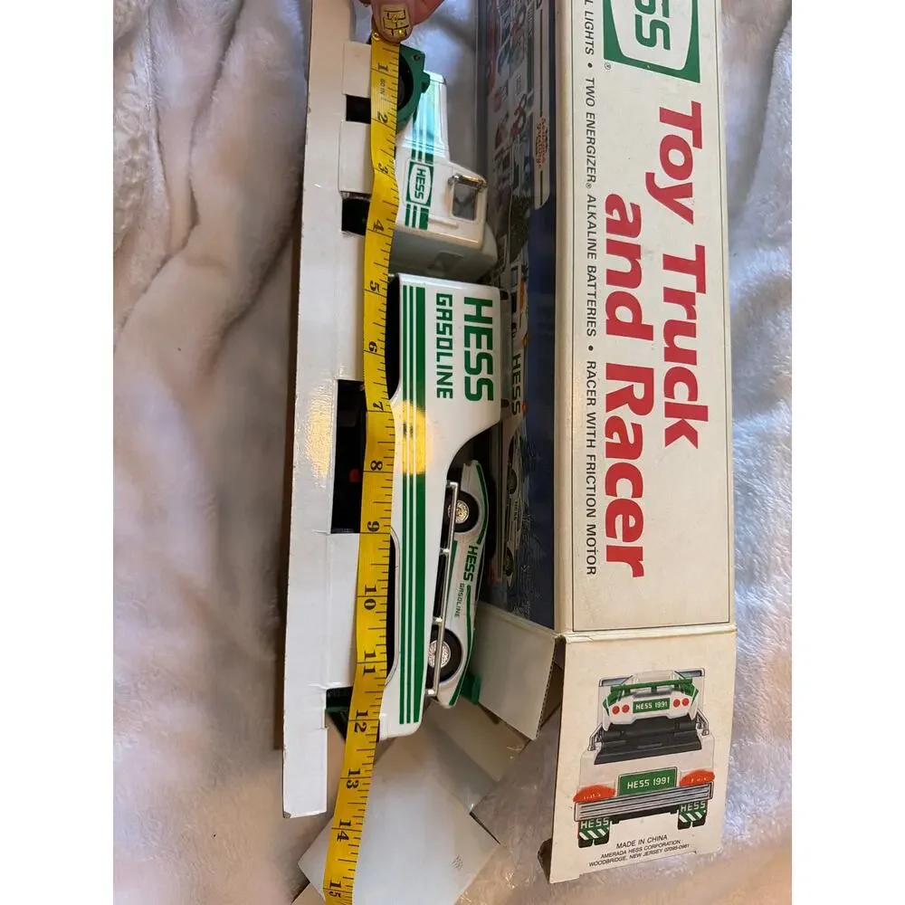 Vintage 1991 HESS Toy Truck & Friction Racer Car w/ Original Box Set